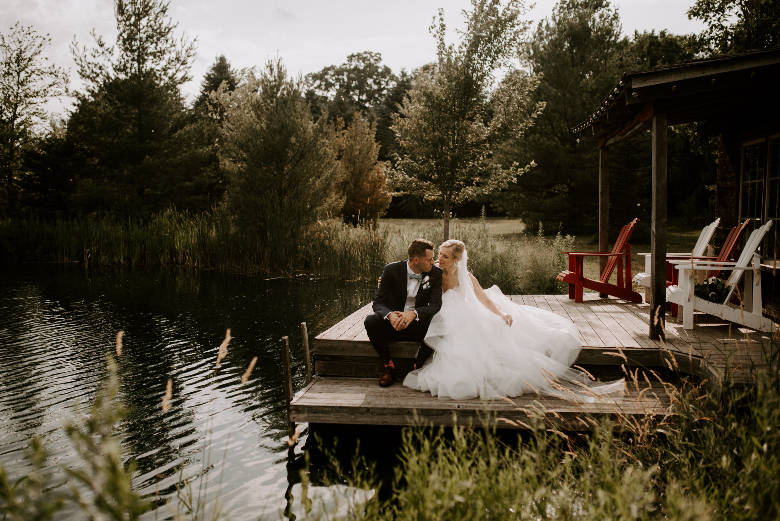 Belcroft Estates Wedding - bride and groom on the dock