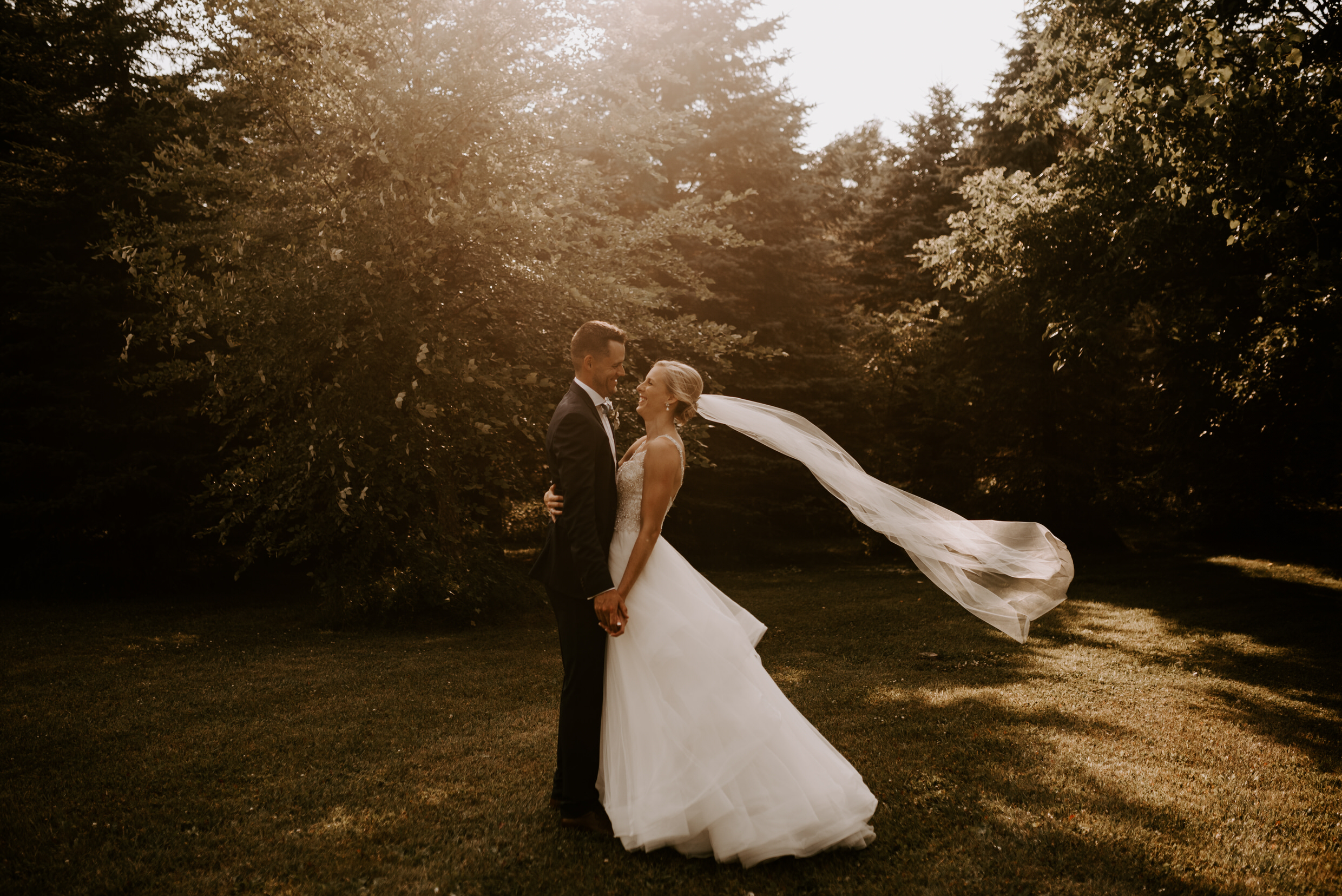 Belcroft Estates Wedding - bride and groom at sunset