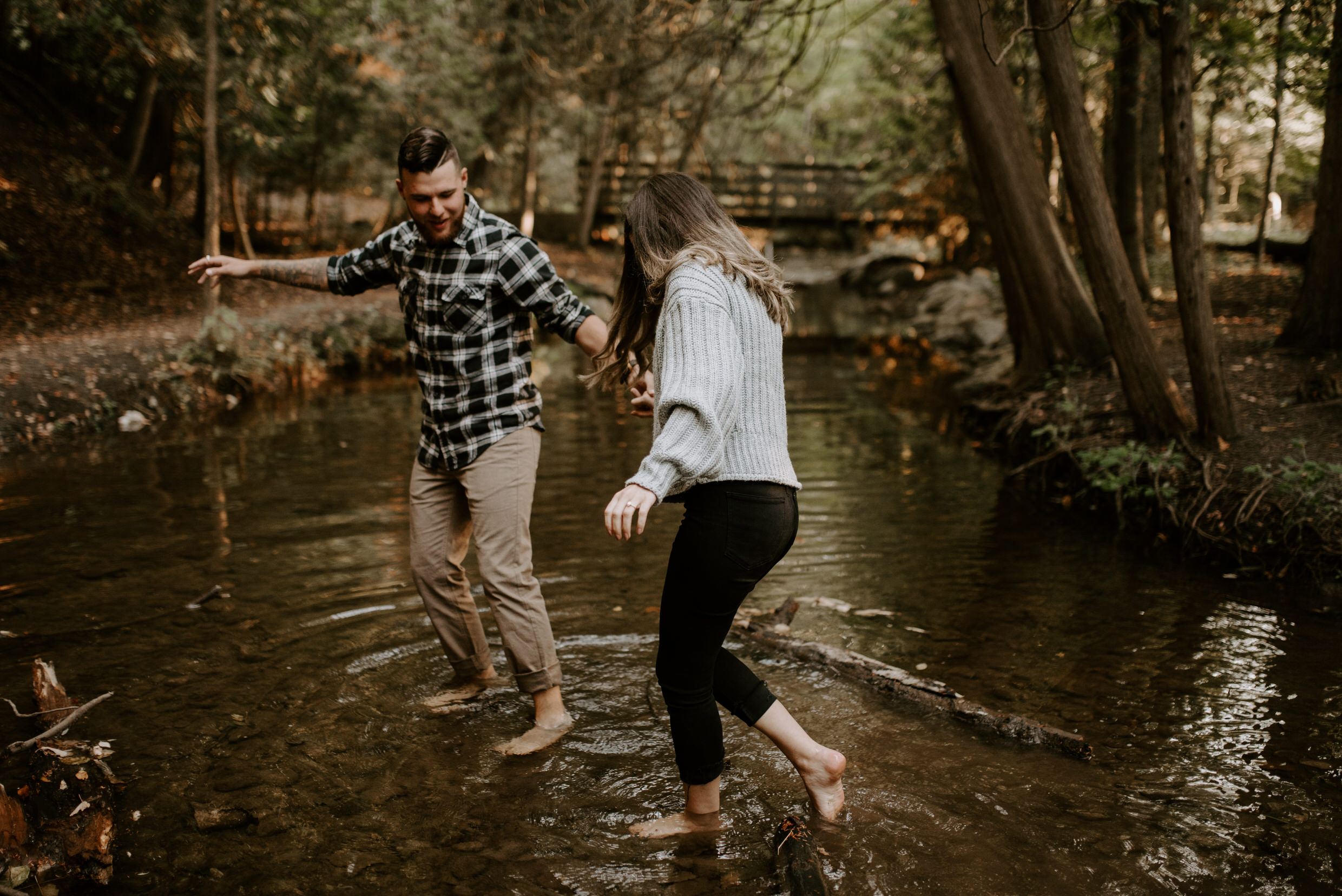 Muskoka Engagement Session - into the river