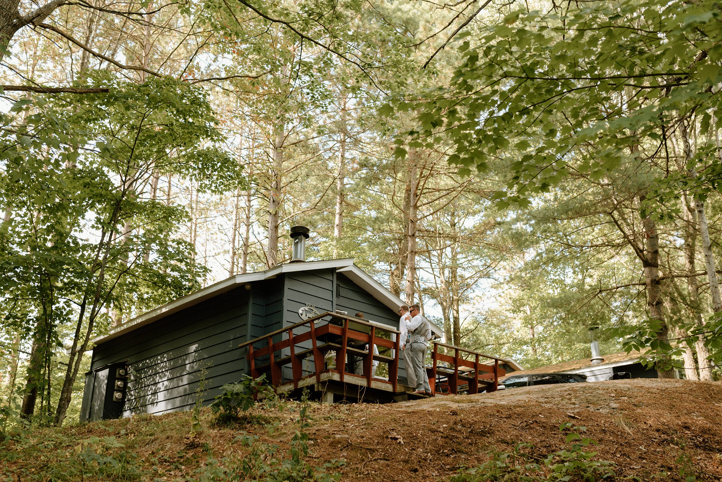 bride and groom get married at summer camp in parry sound muskoka wedding